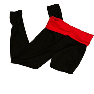 RED WAIST WITH SILVER VICTORIA’S SECRET SKINNY YOGA PANTS